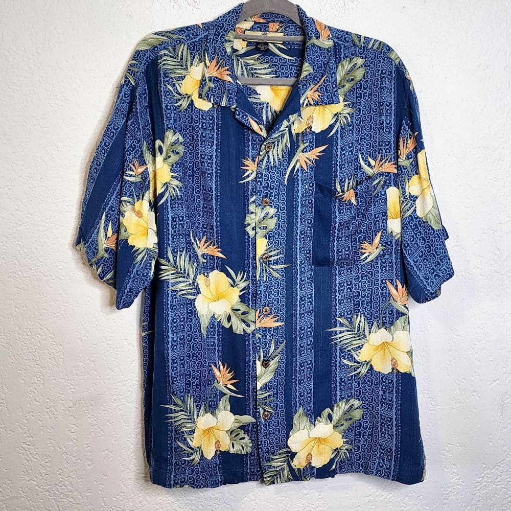 Tommy Bahama Men Collared Button Down Short Sleeve Shirt Sz Large Silk Hawaiian